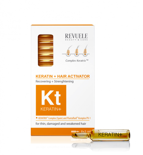 Ampułki do włosów / Revuele Keratin+ Ampoules Hair Restoration Activator (8 x 5 ml)