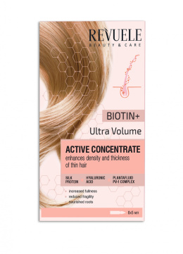 Ampułki wzmacniające włosy od nasady z biotyną / Revuele Active Hair Concentrate Biotin + Ultra Volume (8x5 ml)