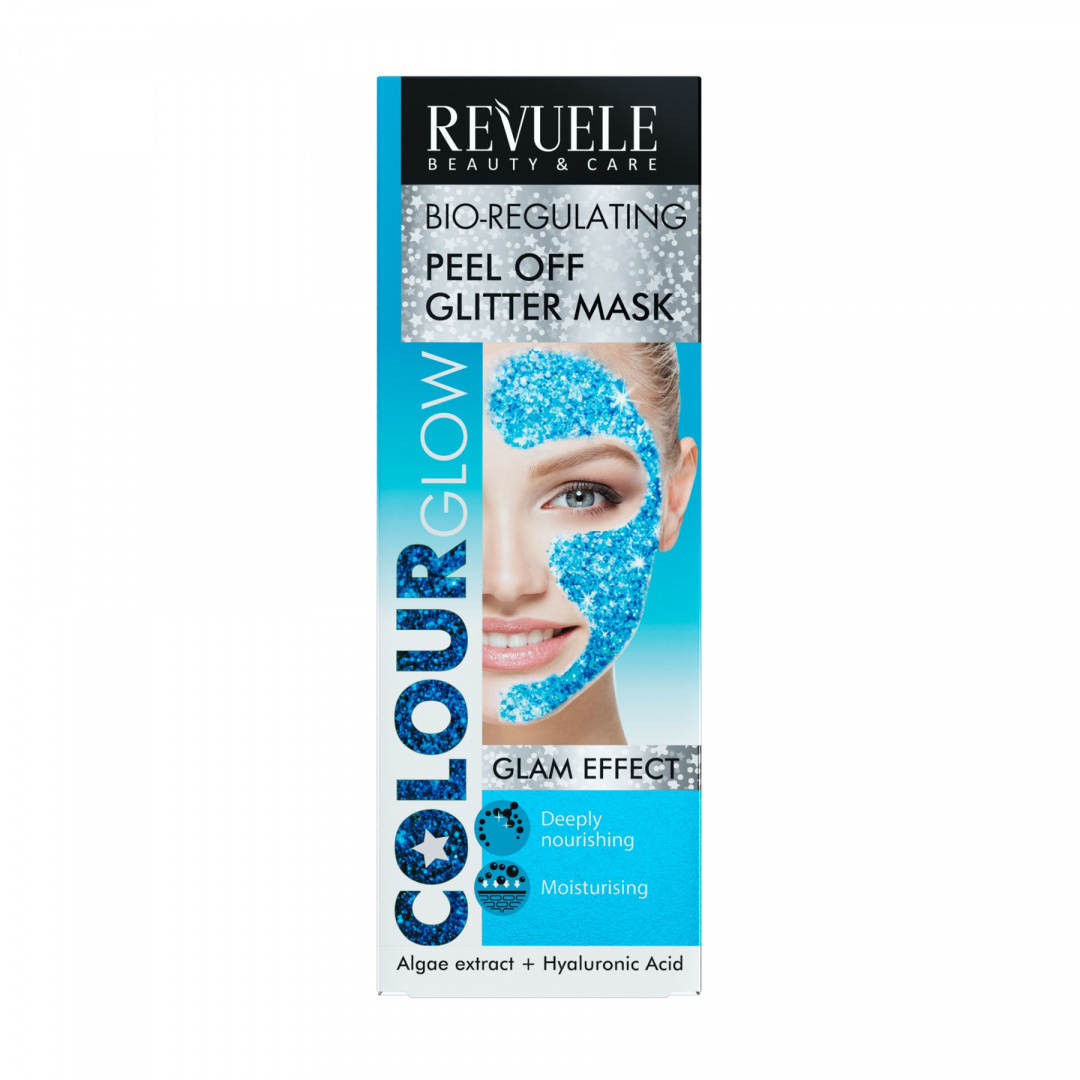 Bioregulująca brokatowa maska peel-off do twarzy / Revuele Color Glow Glitter Mask Pell-Off Bio-regulating (80 ml)