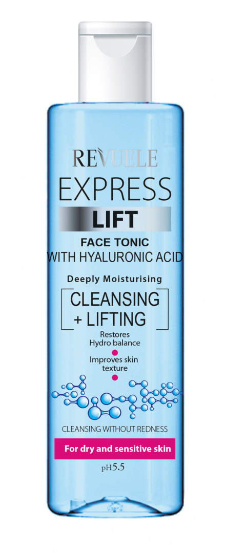 Liftingujący tonik do twarzy z kwasem hialuronowym / Revuele Express Lift Hyaluronic Face Tonic (250 ml)