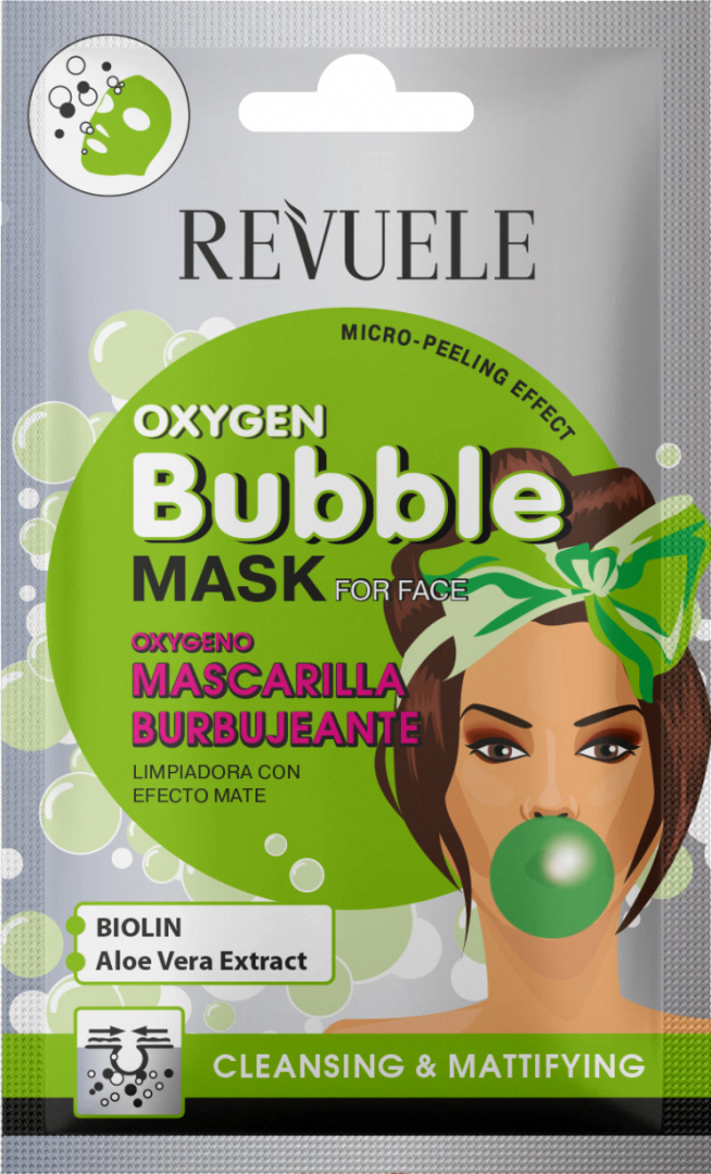 Maseczka oczyszczająca do twarzy z efektem matującym / Revuele Cleansing Oxygen Bubble Mask (15 ml)