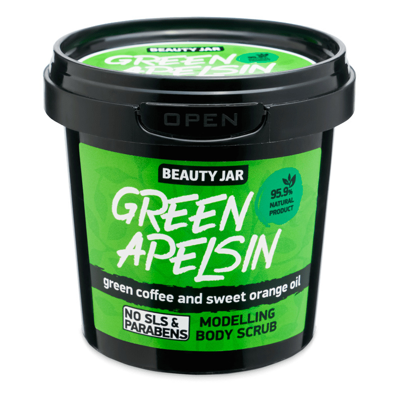 Modelujący scrub do ciała z zieloną kawą i słodką pomarańczą Beauty Jar Green Apelsin Modelling Body Scrub