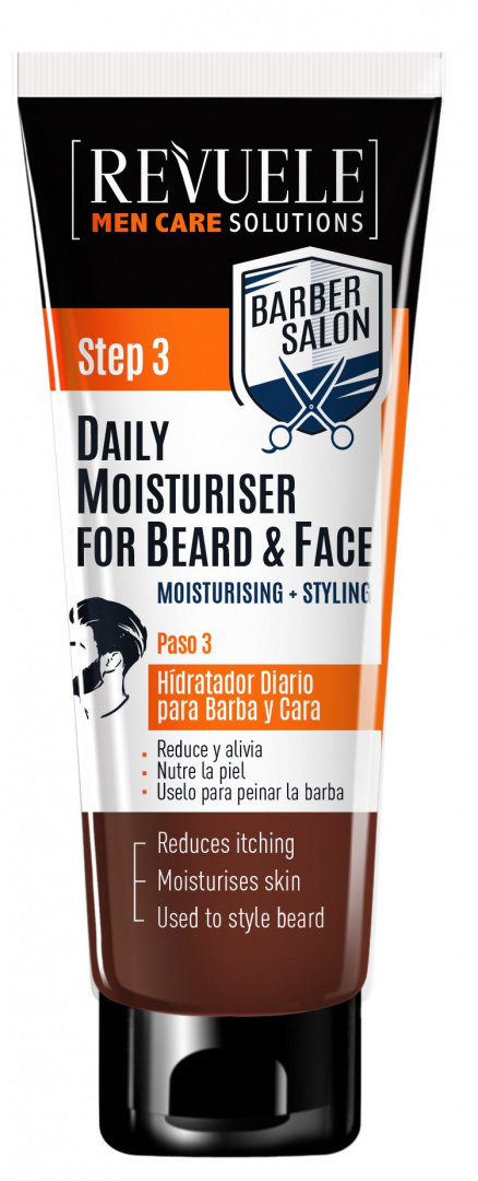 Nawilżający krem do brody i twarzy / Revuele Men Care Barber Daily Moisturizer Beard & Face (80 ml)