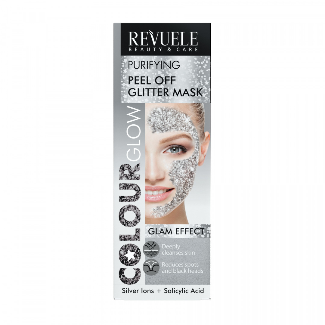 Oczyszczająca brokatowa maska peel-off do twarzy / Revuele Colour Glow Purifying Pell Off Glitter Mask (80 ml)