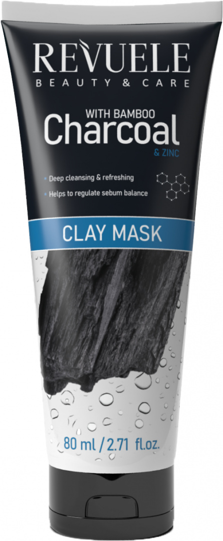 Oczyszczająca maska glinkowa z węglem bambusowym / Revuele Bamboo Charcoal Clay Mask (80 ml)