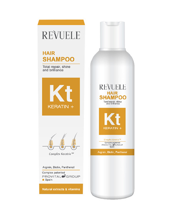 Odbudowujący szampon nabłyszczający do włosów / Revuele Keratin+ Hair Shampoo (200 ml)
