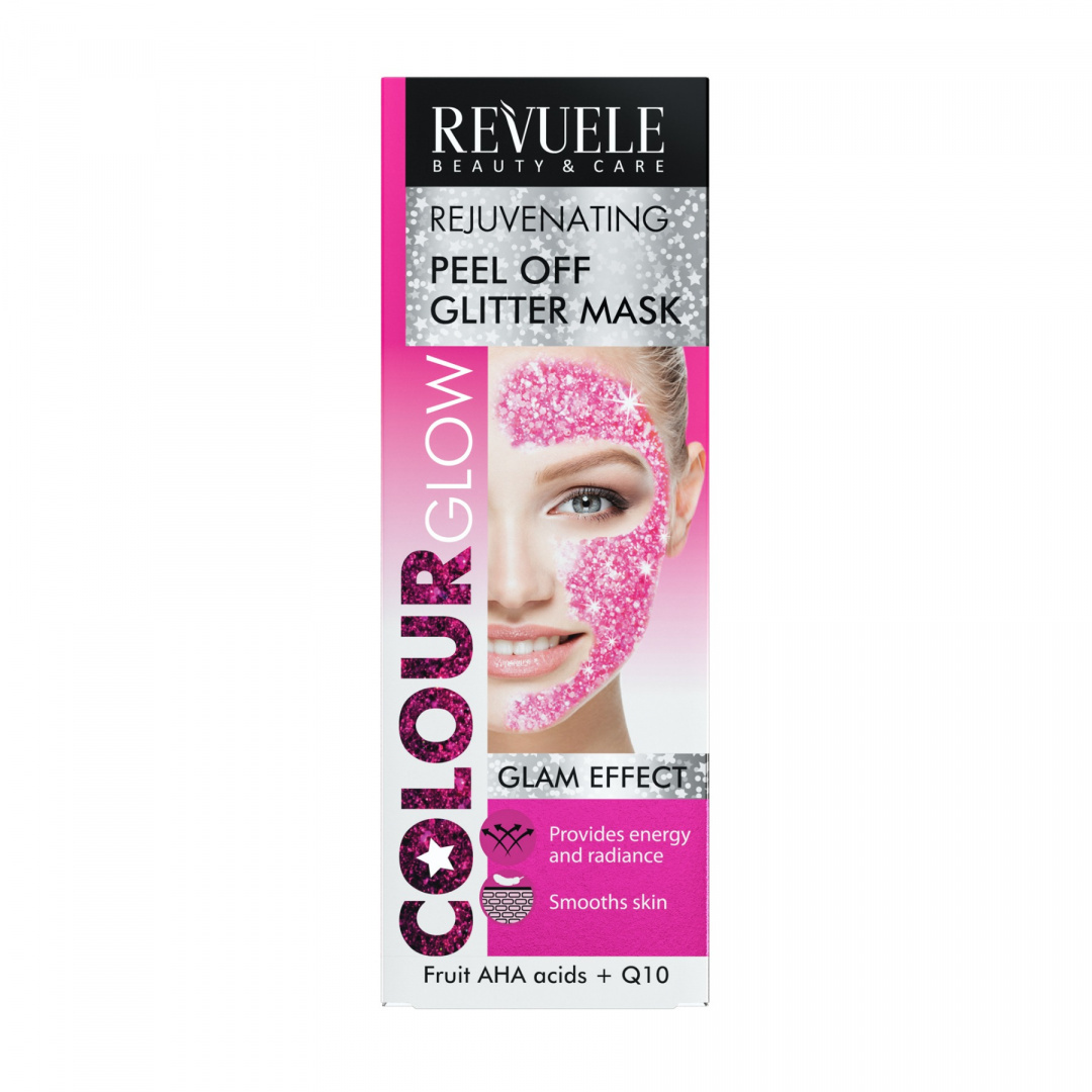 Odmładzająca brokatowa maska peel-off do twarzy / Revuele Colour Glow Rejuvenating Pell Off Glitter Mask (80 ml)