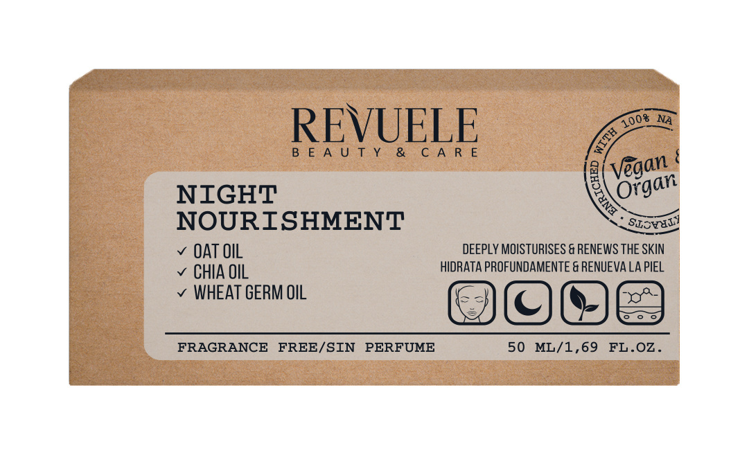 Odżywczy krem ​​do twarzy na noc / Revuele Vegan & Organic Night Nourishment (50 ml)