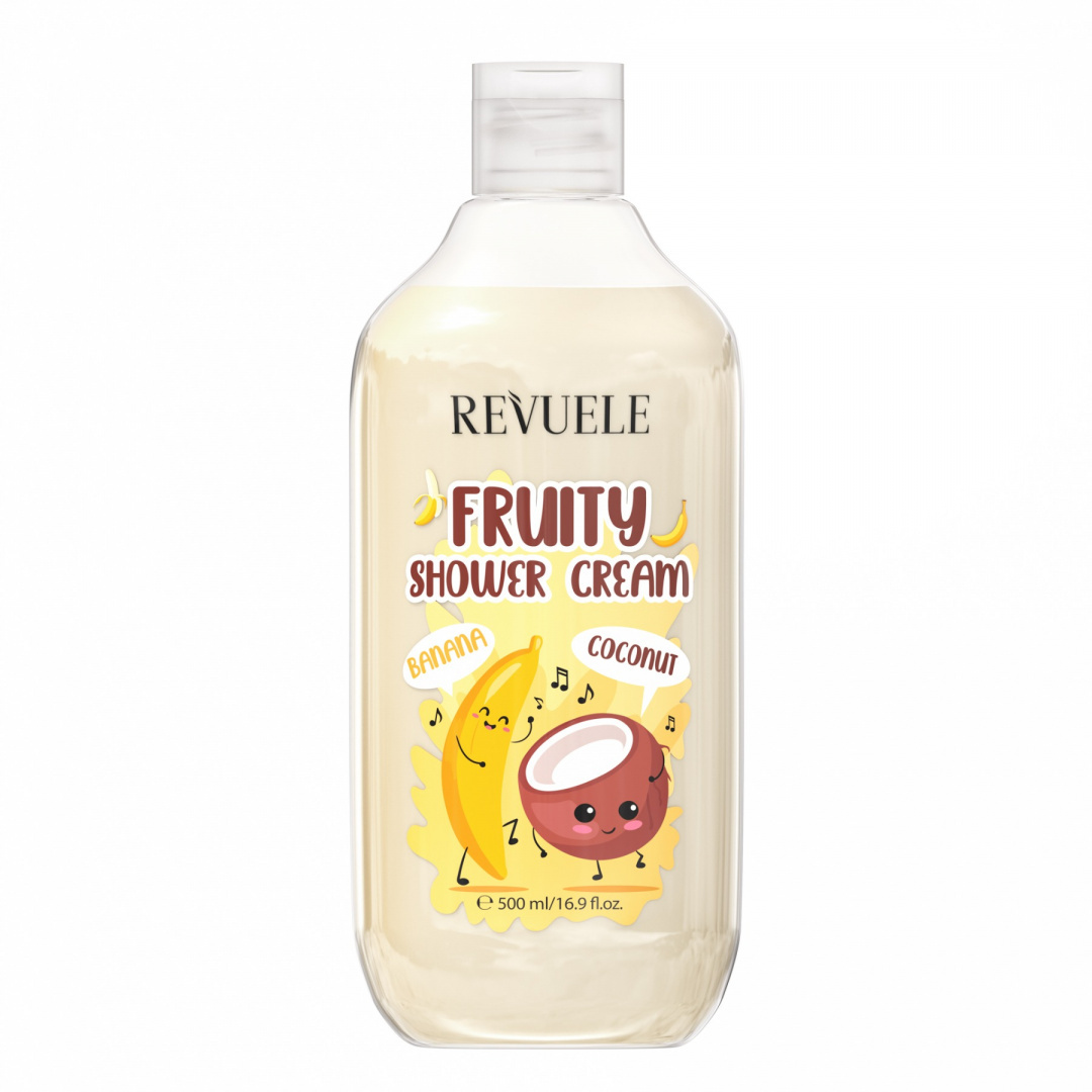 Owocowy krem pod prysznic Banan i kokos / Revuele Fruity Shower Cream Banana & Coconut (500 ml)