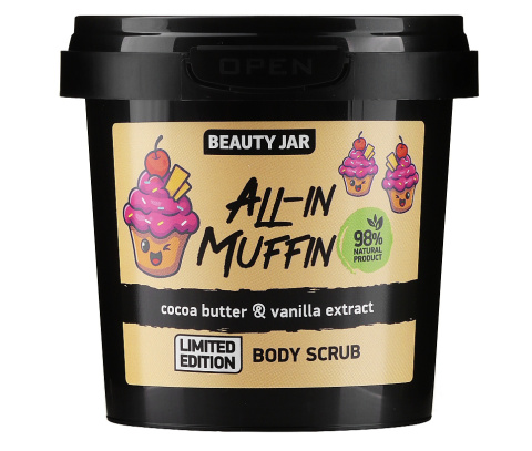 Peeling do ciała Masło kakaowe i ekstrakt waniliowy Beauty Jar All-In Muffin Limited Edition Body Scrub (160 g)