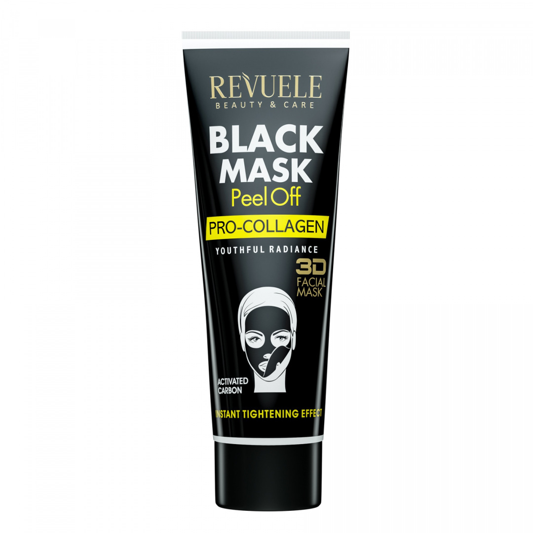 Prokolagenowa czarna maska do twarzy peel-off / Revuele Black Mask Peel Off Pro-Collagen (80 ml)