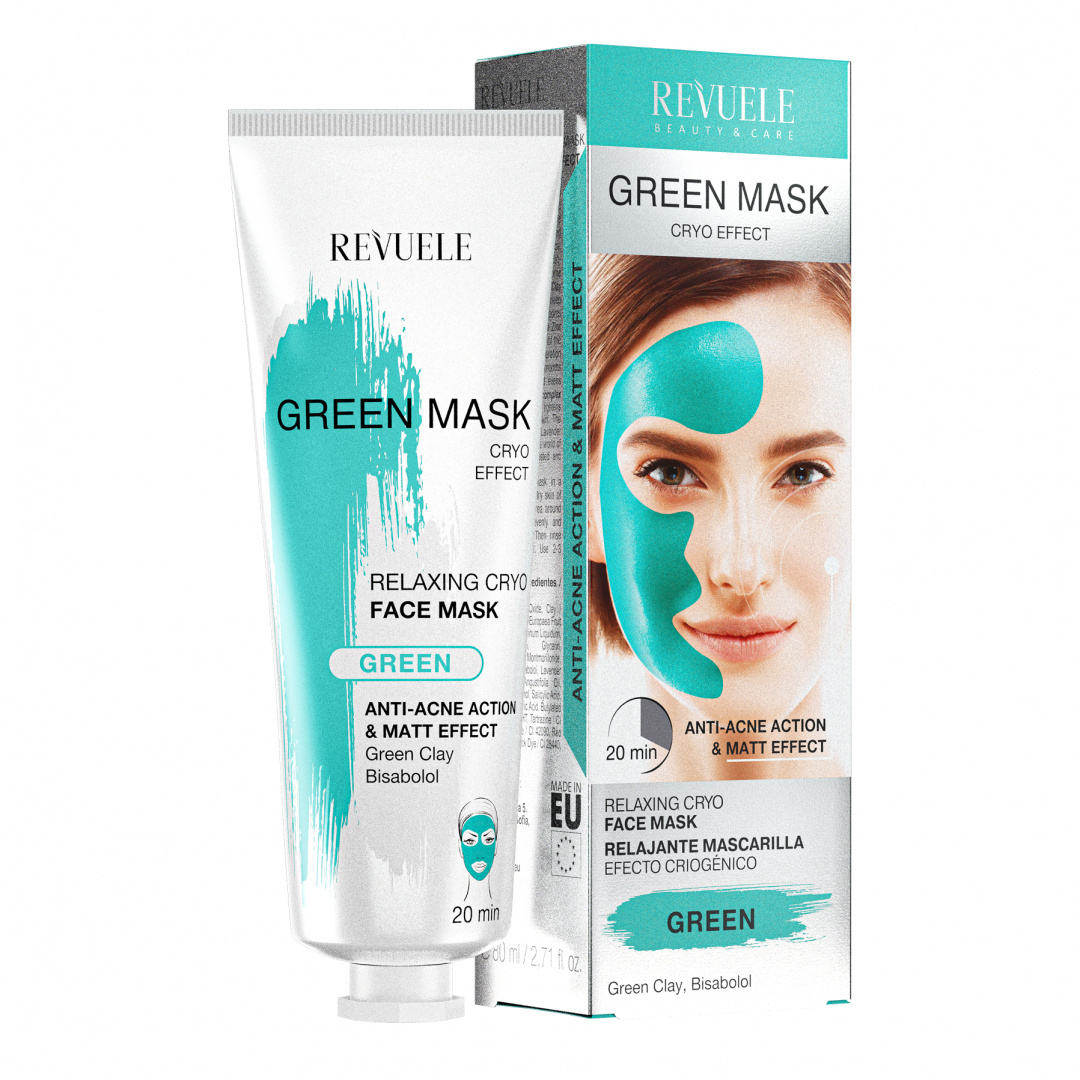 Przeciwtrądzikowa maska do twarzy / Revuele Anti-Acne Green Face Mask Cryo Effect (80 ml)