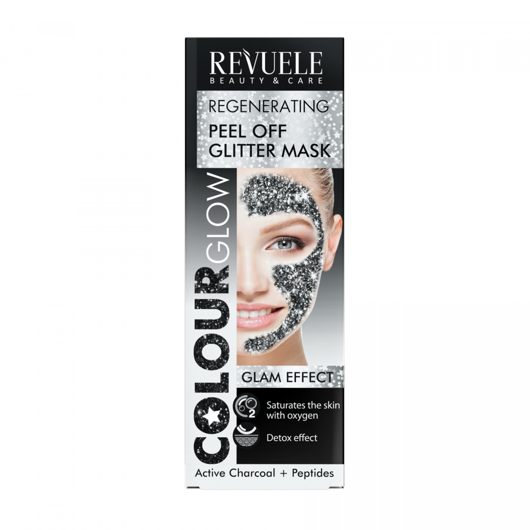 Regenerująca brokatowa maska peel-off do twarzy / Revuele Color Glow Regenerating Peel Off Glitter Mask (80 ml)