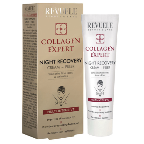 Regenerujący krem-wypełniacz do twarzy na noc / Revuele Collagen Expert Night Recovery Cream-Filler (50 ml)