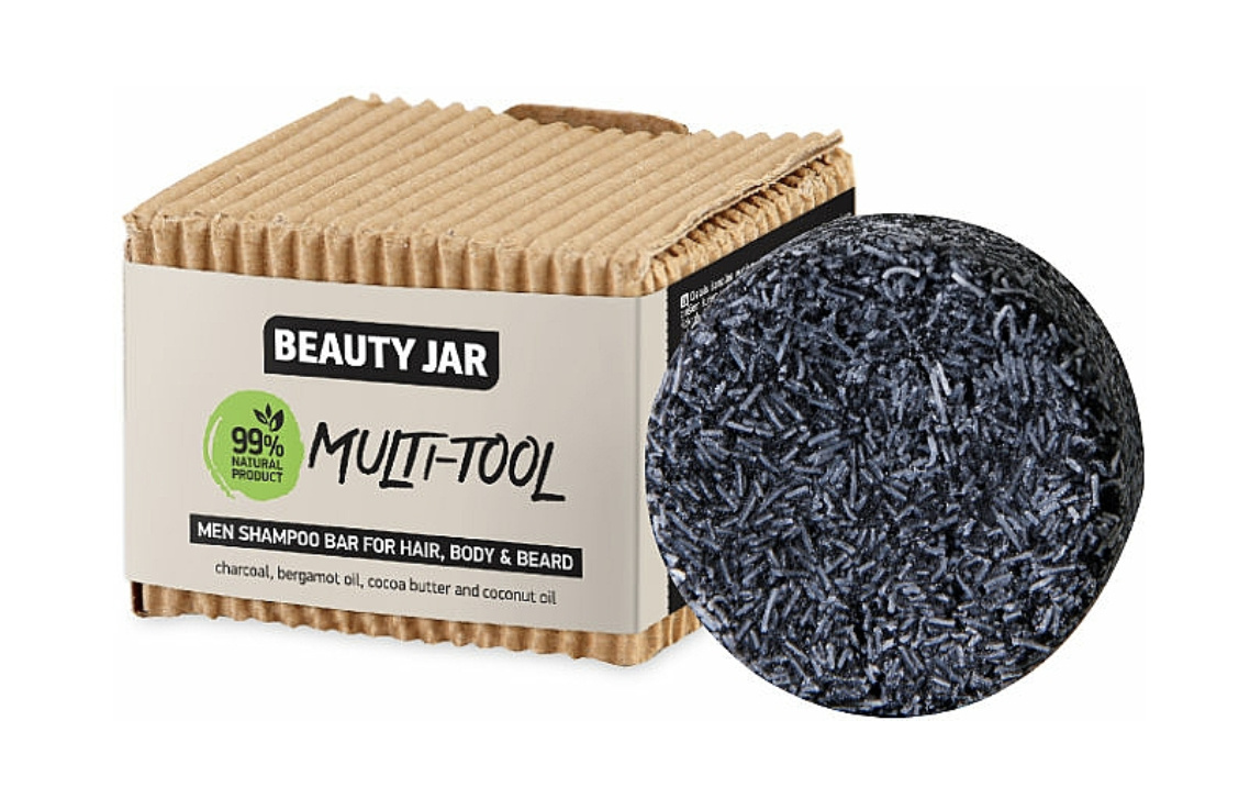 Szampon w kostce dla mężczyzn do włosów, ciała i brody Beauty Jar Multi-Tool Men Shampoo Bar For Hair, Body & Beard (60 g)