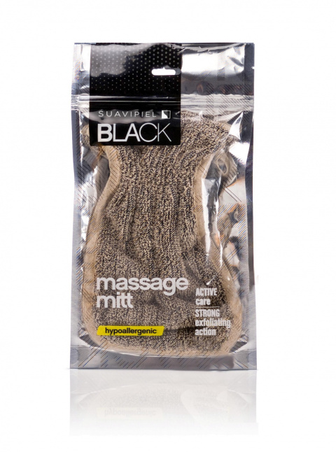 Złuszczająca ściereczka masująca do kąpieli Suavipiel Black Massage Mitt