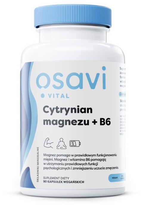 Osavi Cytrynian Magnezu + B6 (90 kapsułek)