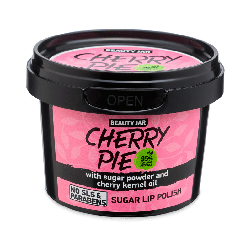 Zmiękczający peeling cukrowy do ust z olejem z pestek wiśni Beauty Jar Cherry Pie Sugar Lip Polish (120 g)
