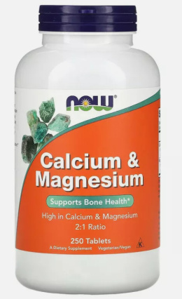 Wapń i magnez w tabletkach Now Foods Calcium & Magnesium (250 tabletek)