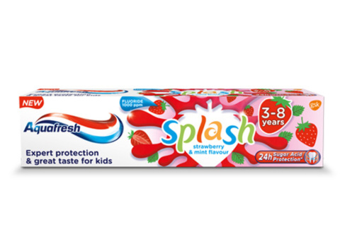 AQUAFRESH Splash Pasta do Zębów dla Dzieci 3-8 Lat Truskawka i Mięta 50ml