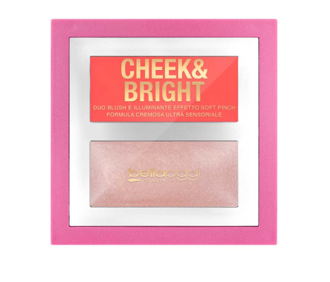 BELLAOGGI CHEEK AND BRIGHT Kremowa paleta różu i rozświetlacza No. 004 Cheer Coral