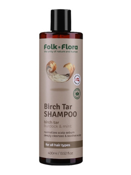 FOLK&FLORA Szampon z dziegciem brzozowym do wszystkich rodzajów włosów 400ml