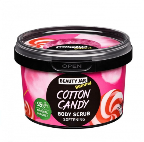 Beauty Jar Peeling do ciała Cotton Candy z olejkiem kokosowym, olejkiem ze słodkich migdałów i masłem shea 360g