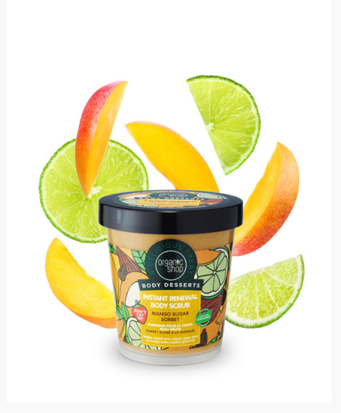 ORGANIC SHOP Peeling cukrowy do ciała Body Desserts Mango Instant Renewal Body skrub 450 ml