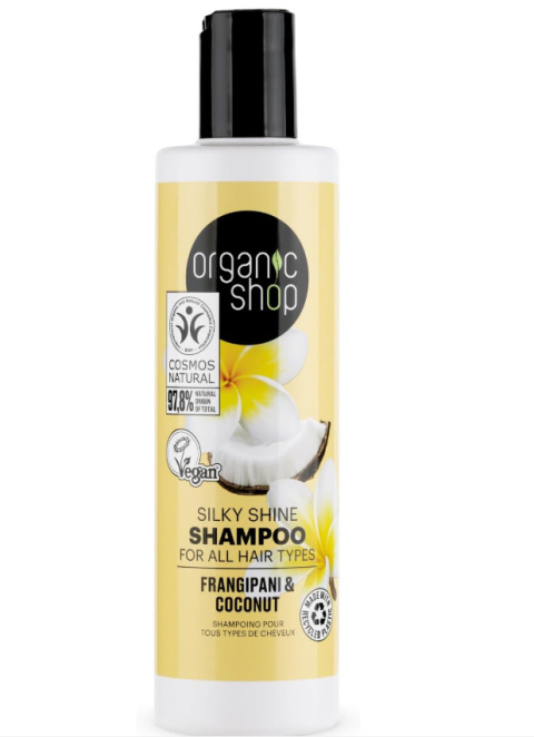 ORGANIK SHOP Silky Shine Szampon Do Włosów Wszystkich Rodzajów Frangipani & Coconut 280 ml