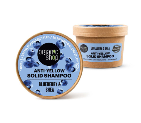 ORGANIC SHOP Szampon przeciw żółtym odcieniom Blueberry & Shea 60 g