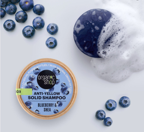 ORGANIC SHOP Szampon przeciw żółtym odcieniom Blueberry & Shea 60 g