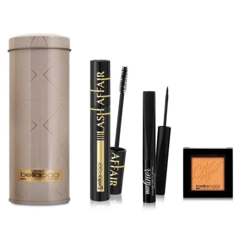 BellaOggi Zestaw Eyes On Top Tin Kit z eyelinerem, tuszem do rzęs i cieniem do powiek w kolorze 010