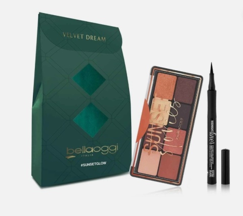 BellaOggi Zestaw Velvet Sunsetglow dream paletką cieni do powiek i eyeliner ton 001