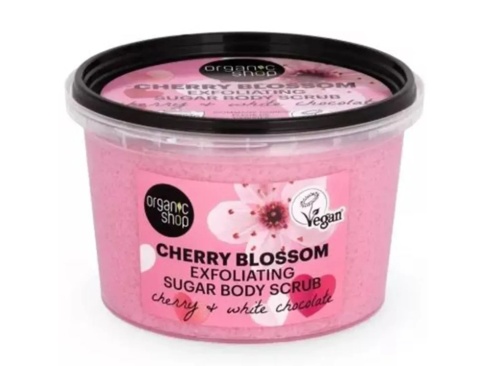 ORGANIC SHOP Peeling cukrowy do ciała kwiat wiśni 250 ml