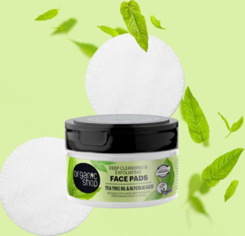 ORGANIC SHOP Pady do głębokiego oczyszczania i złuszczania twarzy 20 szt.