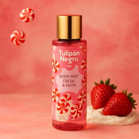 Tulipan Negro Perfumowany spray do ciała Traskawka i śmietanka 250ml